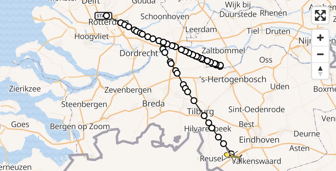 Routekaart van de vlucht: Lifeliner 2 naar Duizel