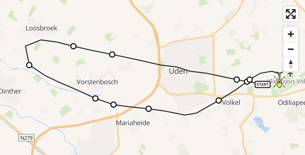 Routekaart van de vlucht: Lifeliner 3 naar Vliegbasis Volkel