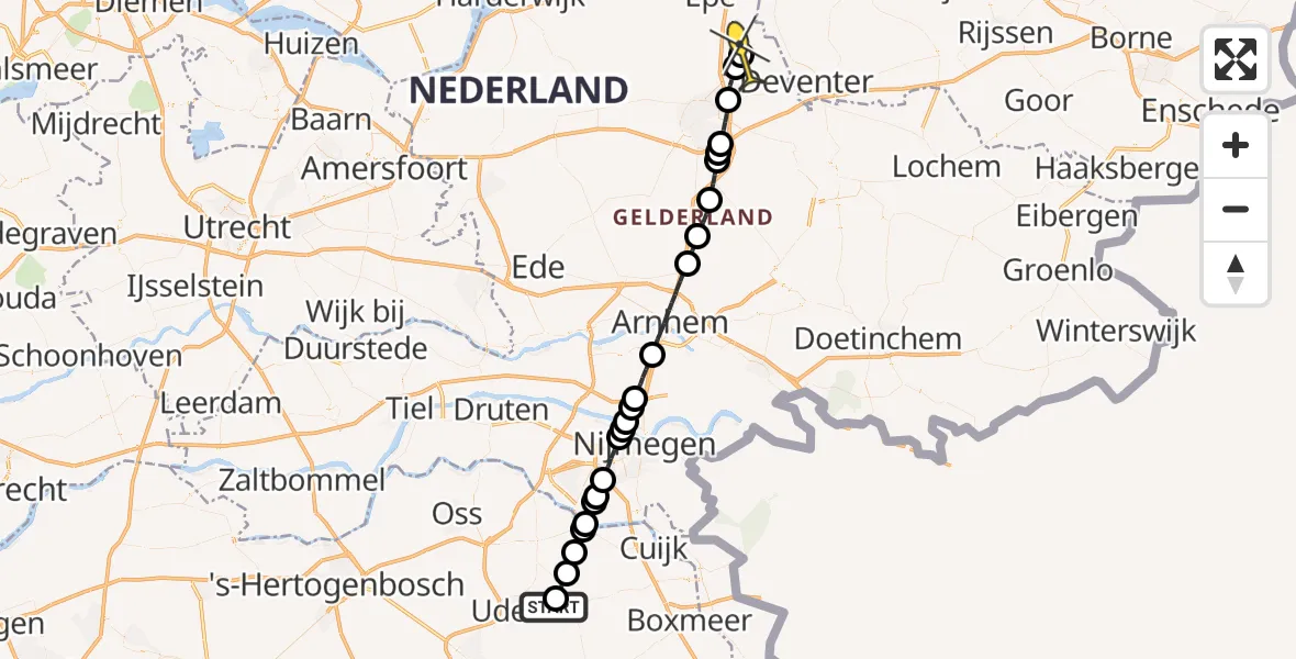 Routekaart van de vlucht: Lifeliner 3 naar Nijbroek