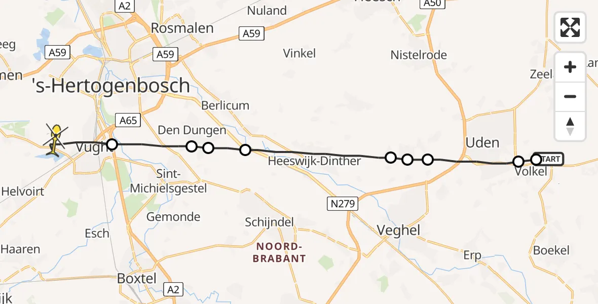 Routekaart van de vlucht: Lifeliner 3 naar Vught