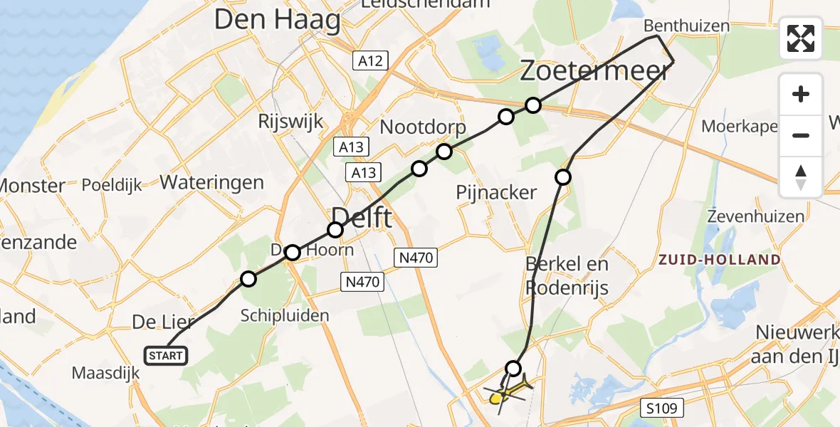 Routekaart van de vlucht: Lifeliner 2 naar Rotterdam The Hague Airport