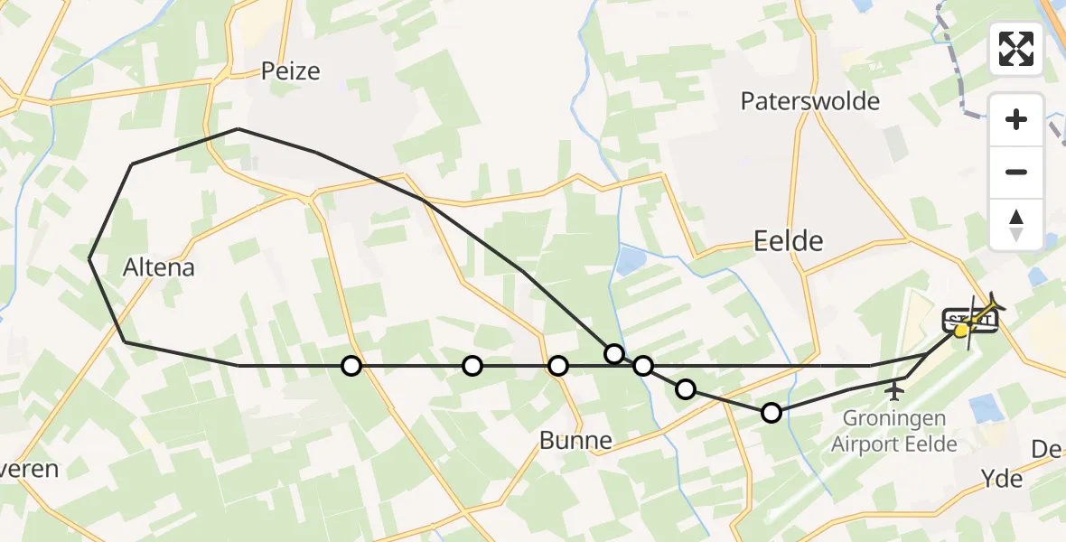 Routekaart van de vlucht: Lifeliner 4 naar Groningen Airport Eelde