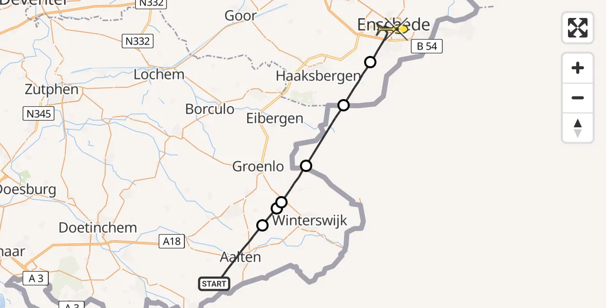 Routekaart van de vlucht: Lifeliner 1 naar Enschede