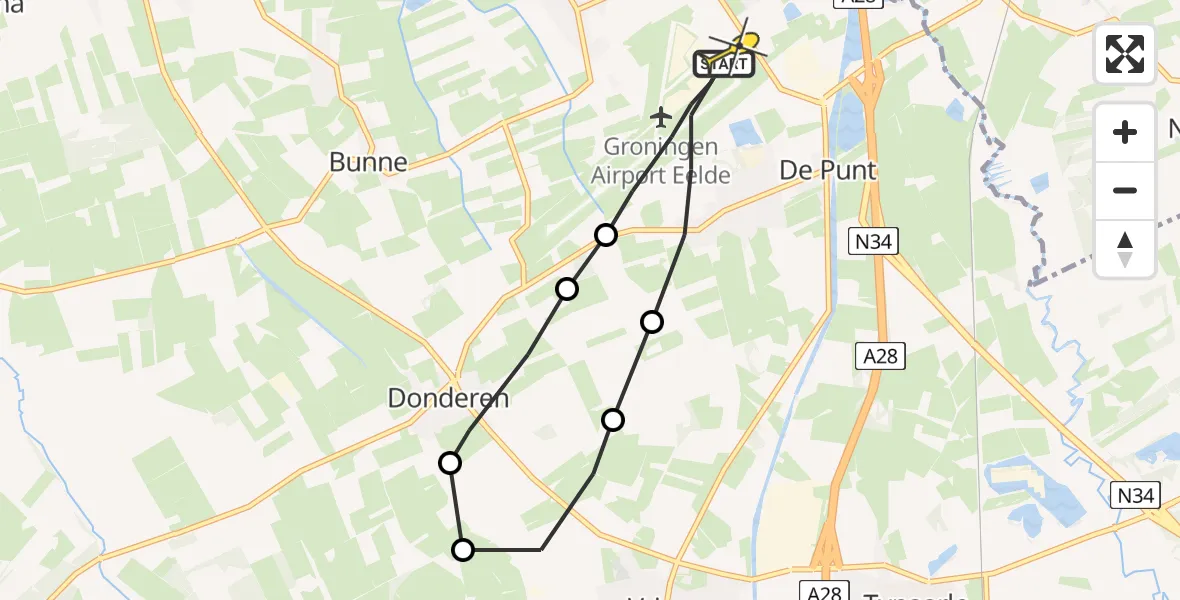 Routekaart van de vlucht: Lifeliner 4 naar Groningen Airport Eelde
