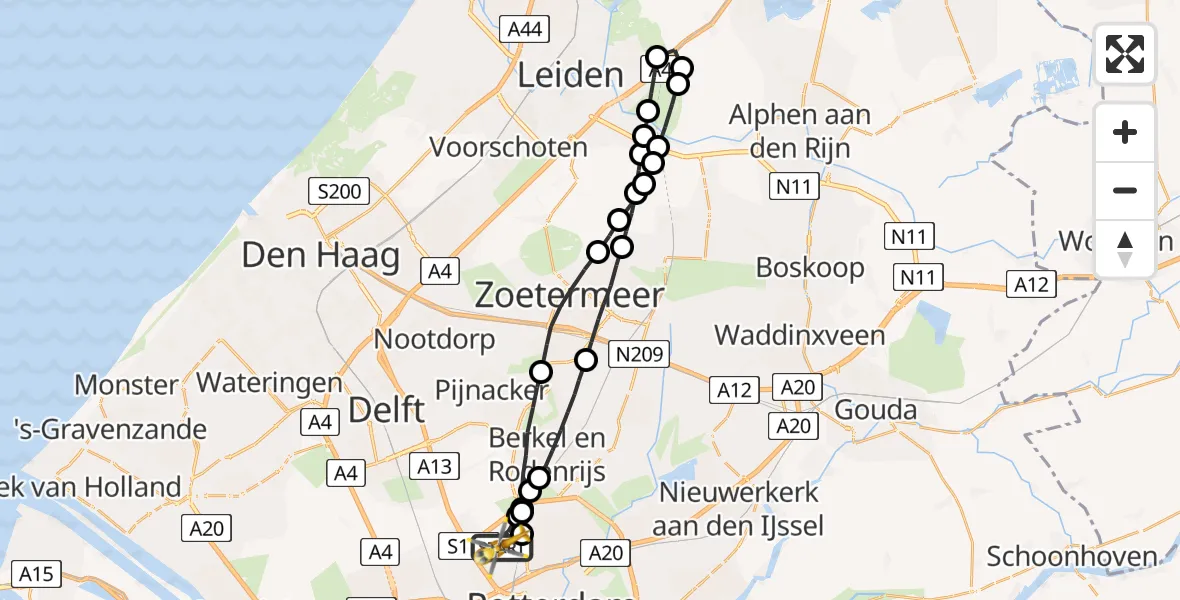 Vluchtroute Traumahelikopter Rotterdam The Hague Airport - Rotterdam The Hague Airport, 20 juli 2023, 18:56