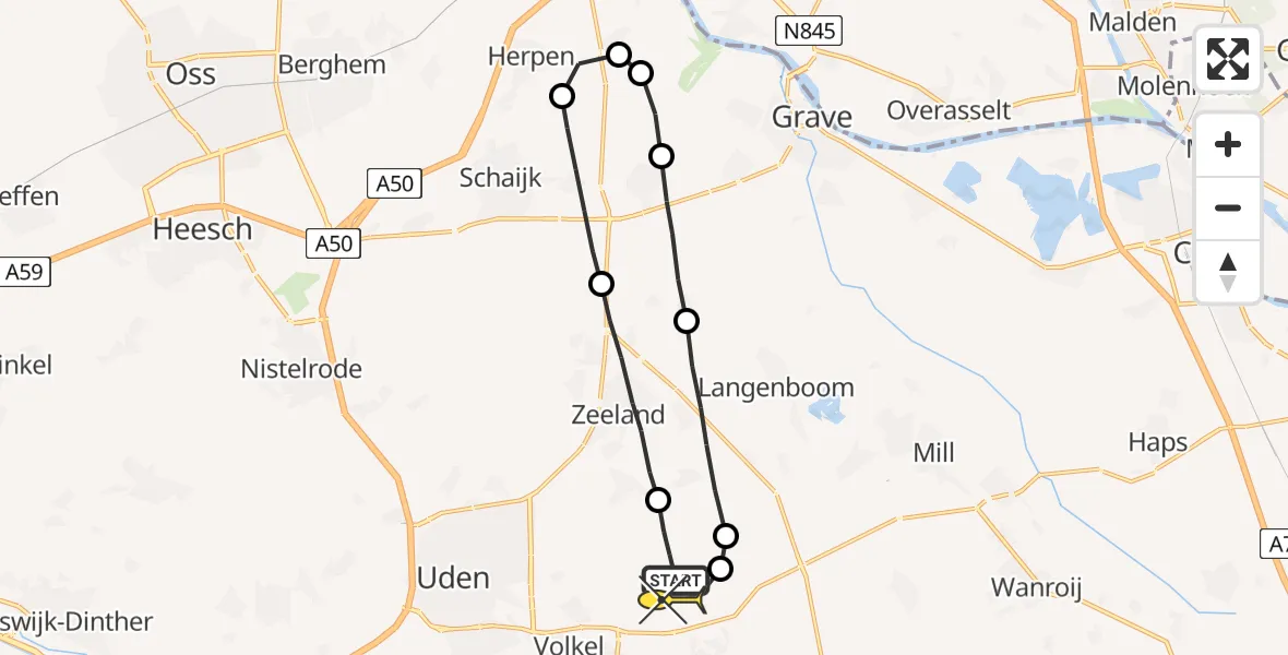 Routekaart van de vlucht: Lifeliner 3 naar Vliegbasis Volkel