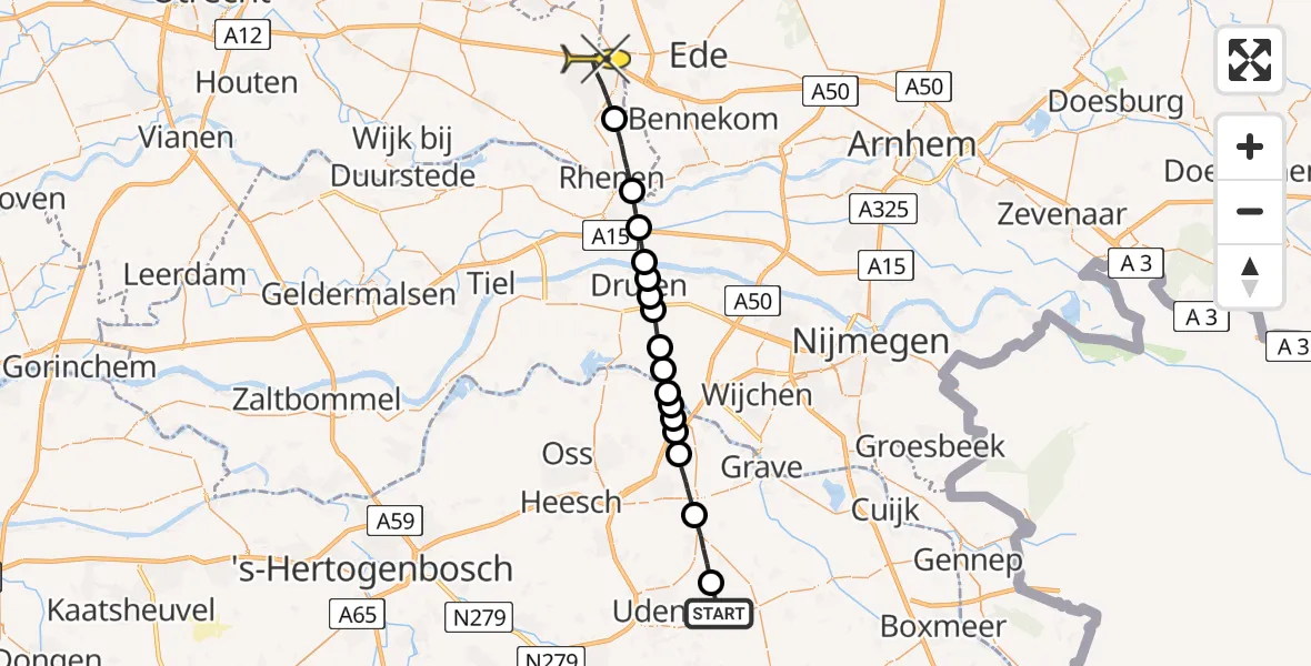 Routekaart van de vlucht: Lifeliner 3 naar Veenendaal