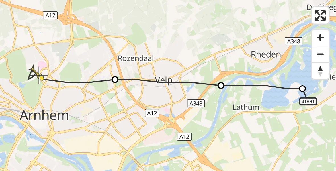 Routekaart van de vlucht: Lifeliner 3 naar Arnhem