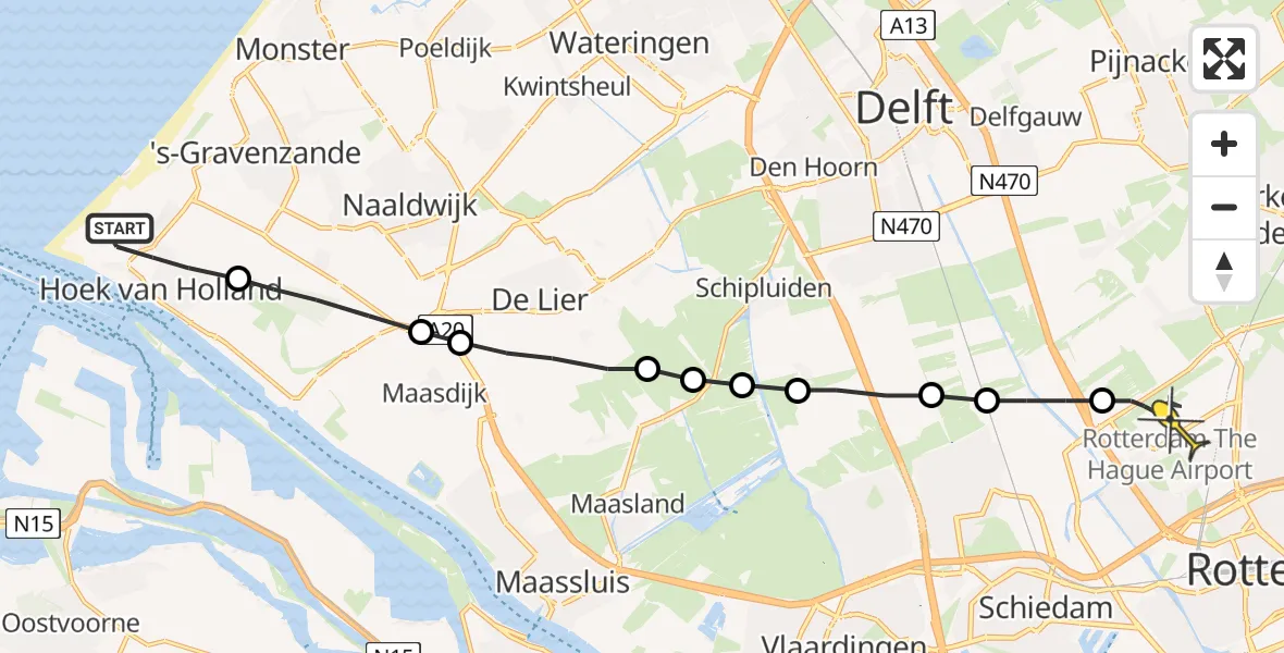 Routekaart van de vlucht: Lifeliner 2 naar Rotterdam The Hague Airport