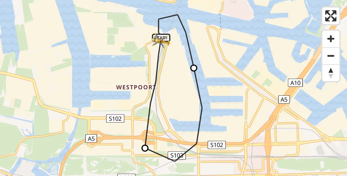 Vluchtroute Traumahelikopter Amsterdam Heliport - Amsterdam Heliport, 21 juli 2023, 07:06