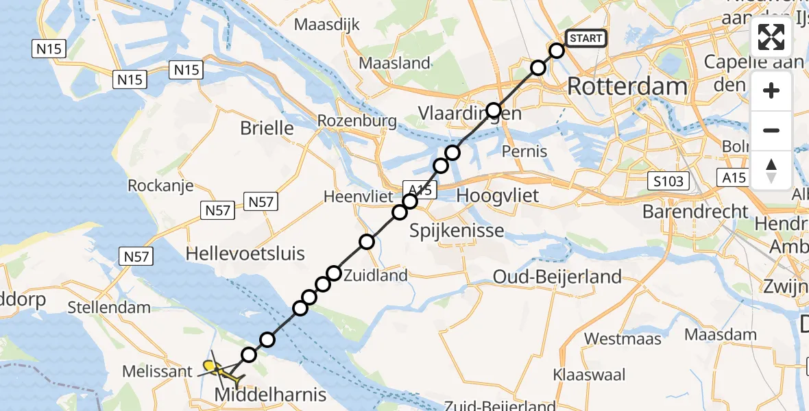 Routekaart van de vlucht: Lifeliner 2 naar Sommelsdijk