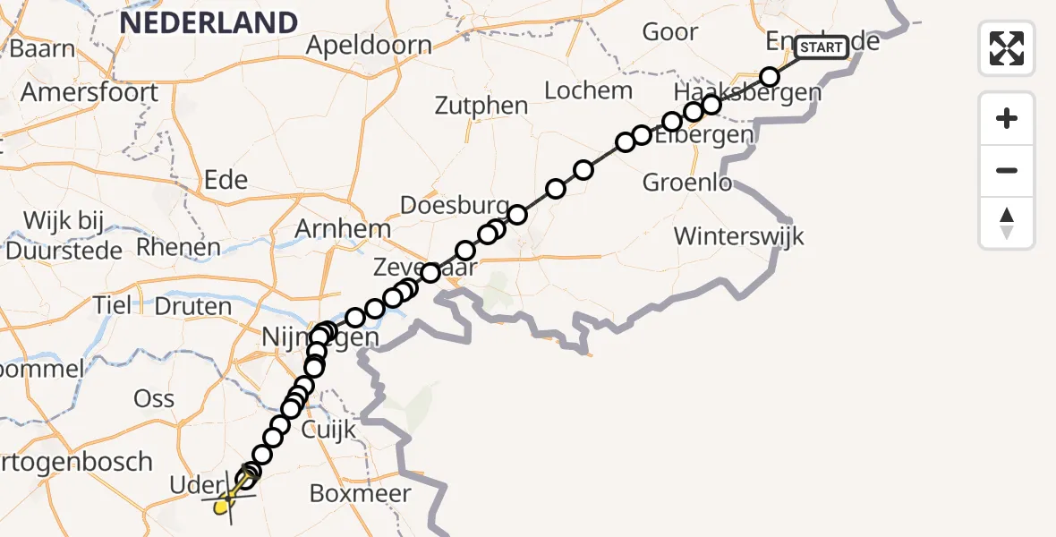 Routekaart van de vlucht: Lifeliner 3 naar Vliegbasis Volkel