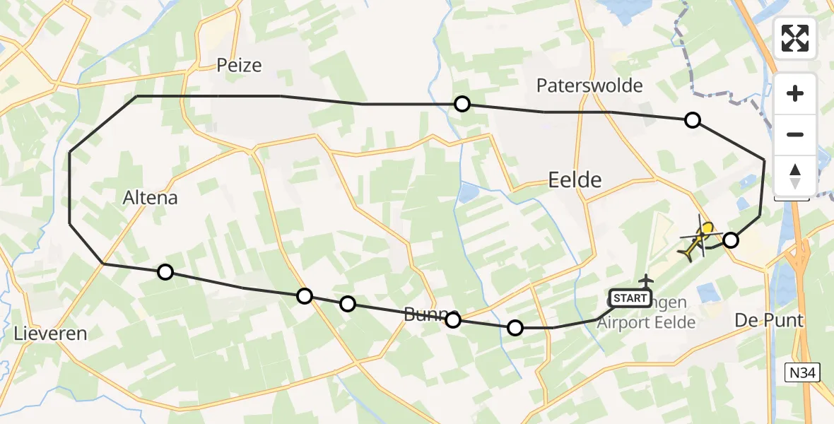 Routekaart van de vlucht: Lifeliner 4 naar Groningen Airport Eelde