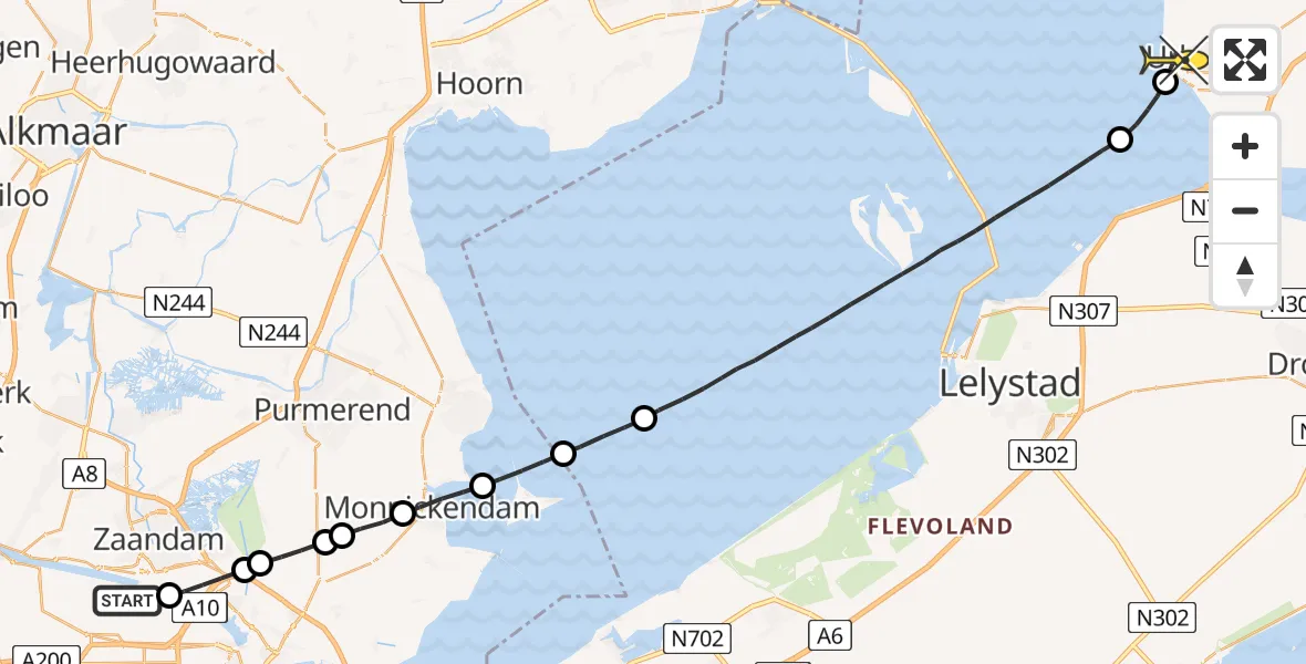 Routekaart van de vlucht: Lifeliner 1 naar Urk