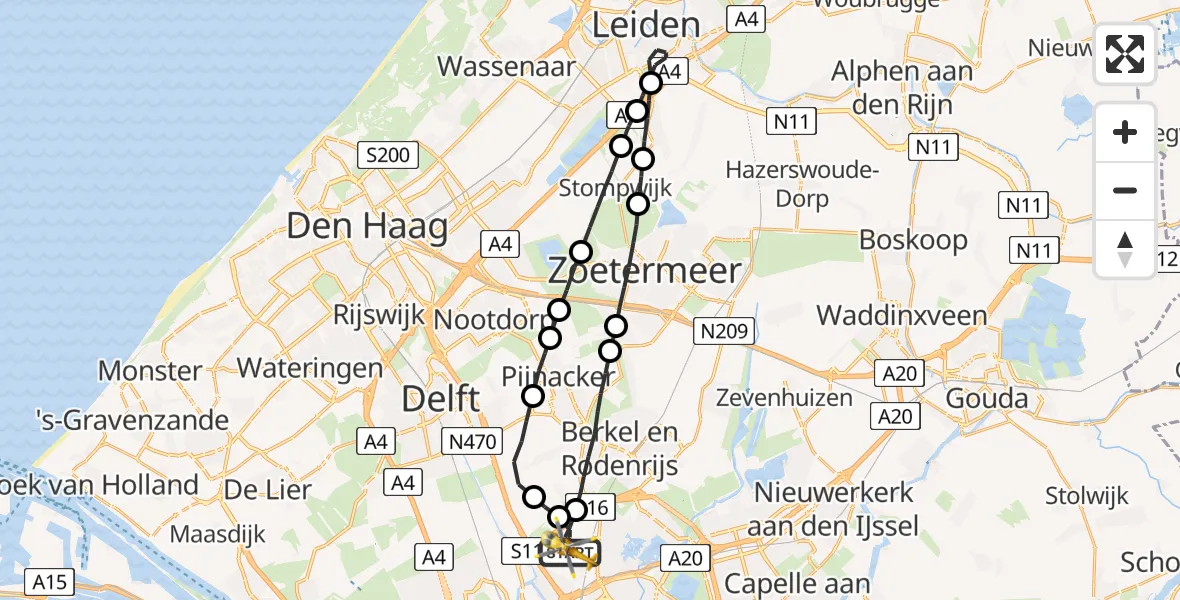 Vluchtroute Traumahelikopter Rotterdam The Hague Airport - Rotterdam The Hague Airport, 21 juli 2023, 16:20