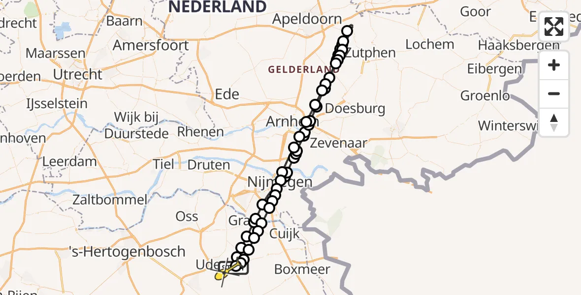 Routekaart van de vlucht: Lifeliner 3 naar Volkel