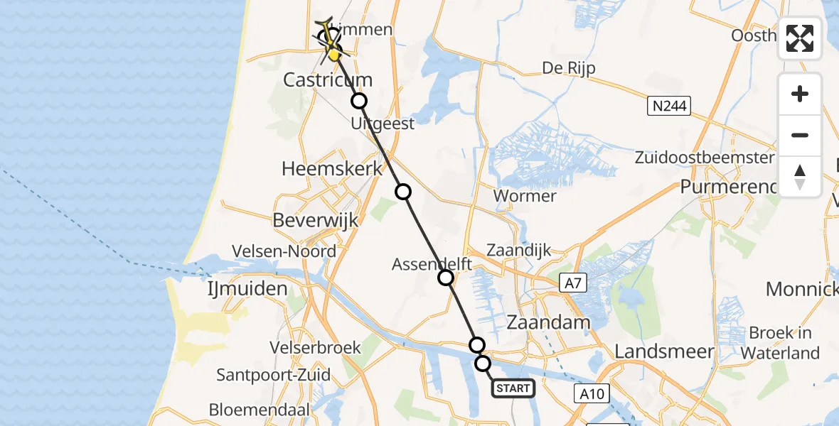 Routekaart van de vlucht: Lifeliner 1 naar Limmen