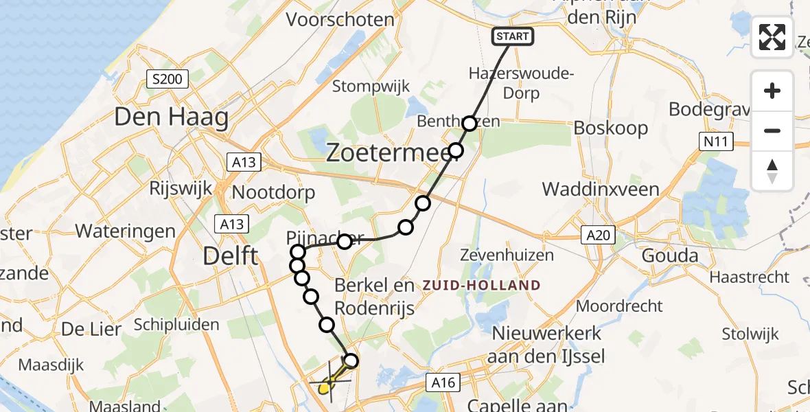 Routekaart van de vlucht: Lifeliner 2 naar Rotterdam The Hague Airport