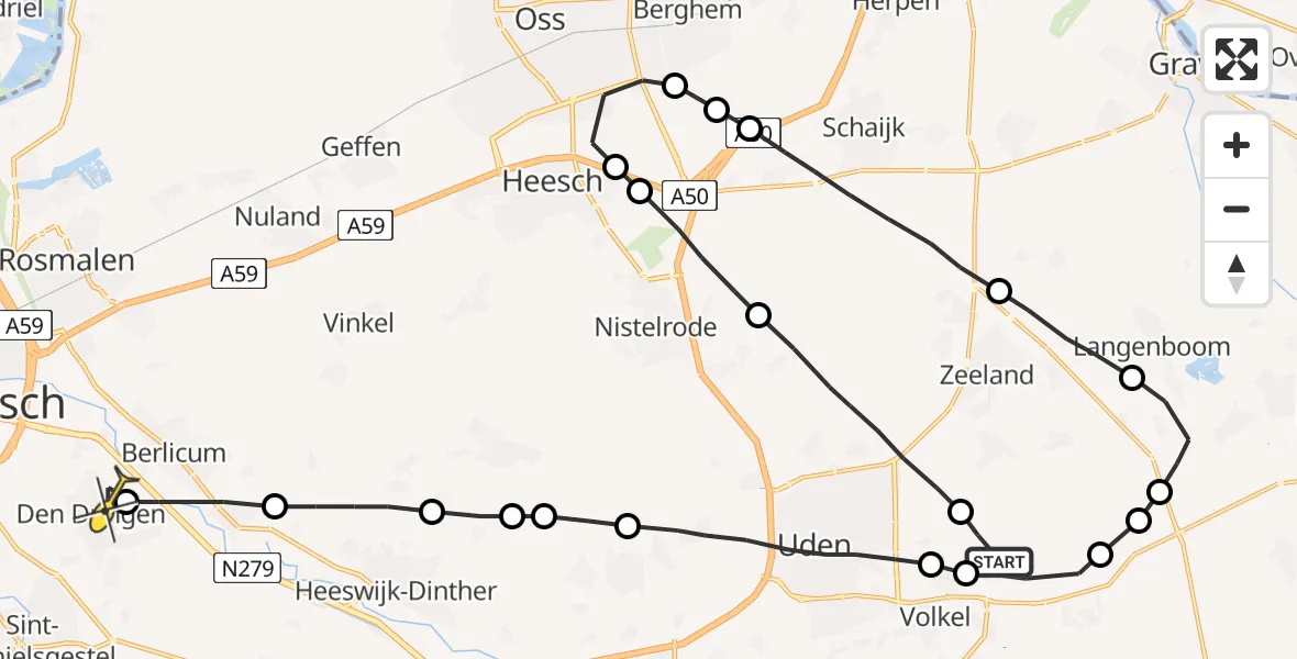 Routekaart van de vlucht: Lifeliner 3 naar Den Dungen