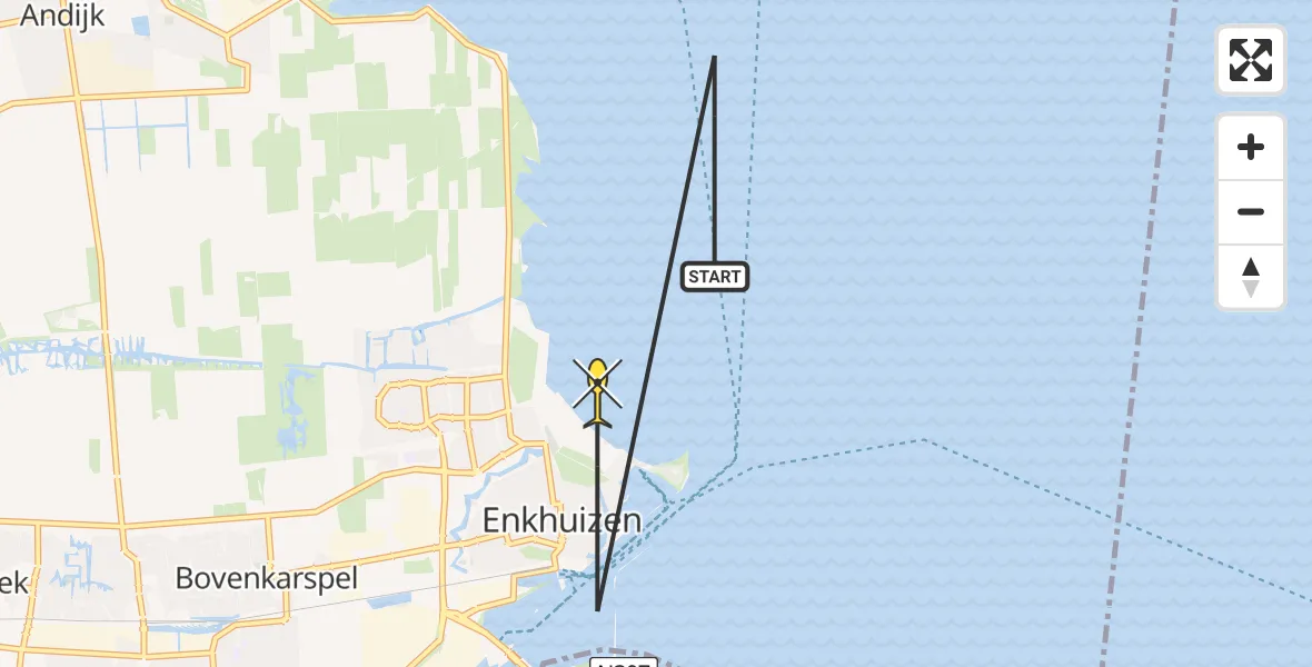 Routekaart van de vlucht: Politiehelikopter naar Enkhuizen