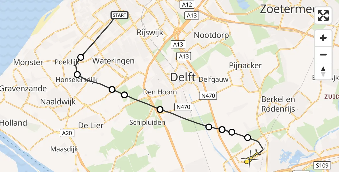 Routekaart van de vlucht: Lifeliner 2 naar Rotterdam The Hague Airport