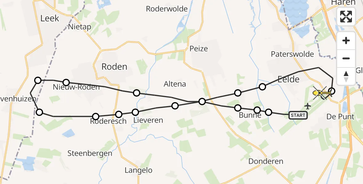 Routekaart van de vlucht: Lifeliner 4 naar Groningen Airport Eelde
