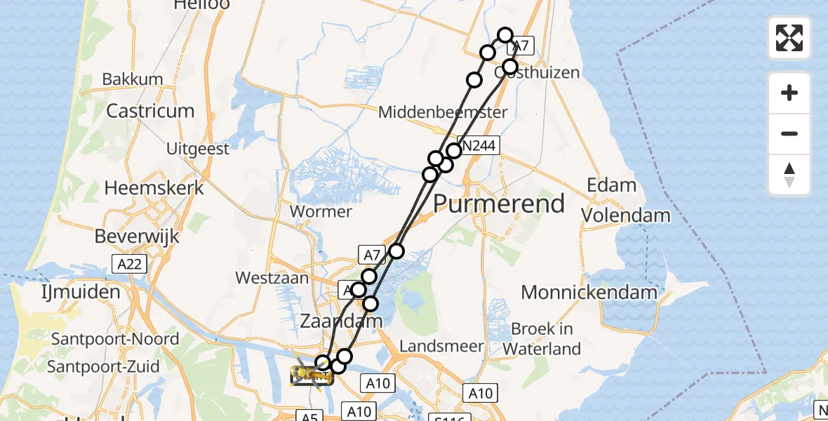 Vluchtroute Traumahelikopter Amsterdam Heliport - Amsterdam Heliport, 22 juli 2023, 15:24
