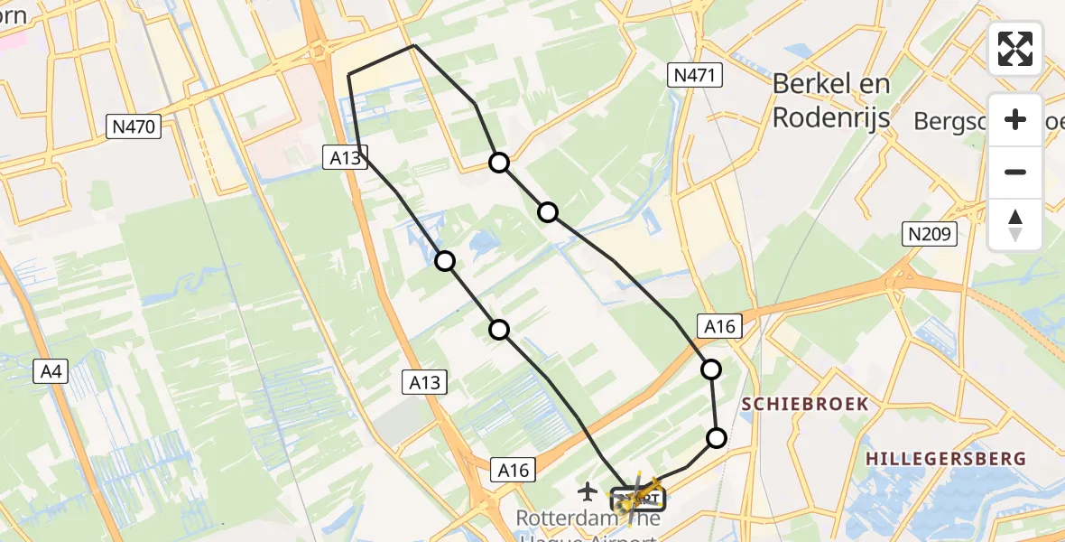 Vluchtroute Traumahelikopter Rotterdam The Hague Airport - Rotterdam The Hague Airport, 22 juli 2023, 15:24