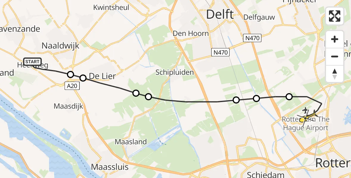 Routekaart van de vlucht: Lifeliner 2 naar Rotterdam The Hague Airport