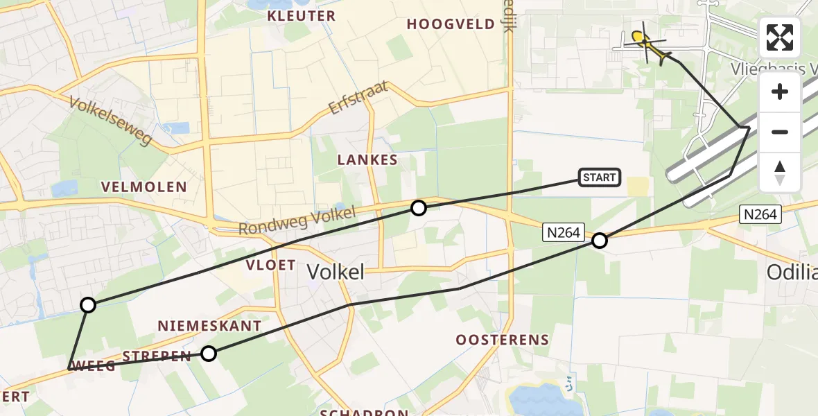 Routekaart van de vlucht: Lifeliner 3 naar Vliegbasis Volkel