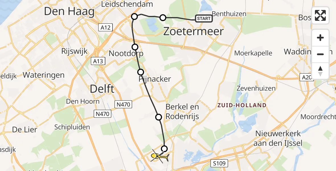 Routekaart van de vlucht: Lifeliner 2 naar Rotterdam The Hague Airport