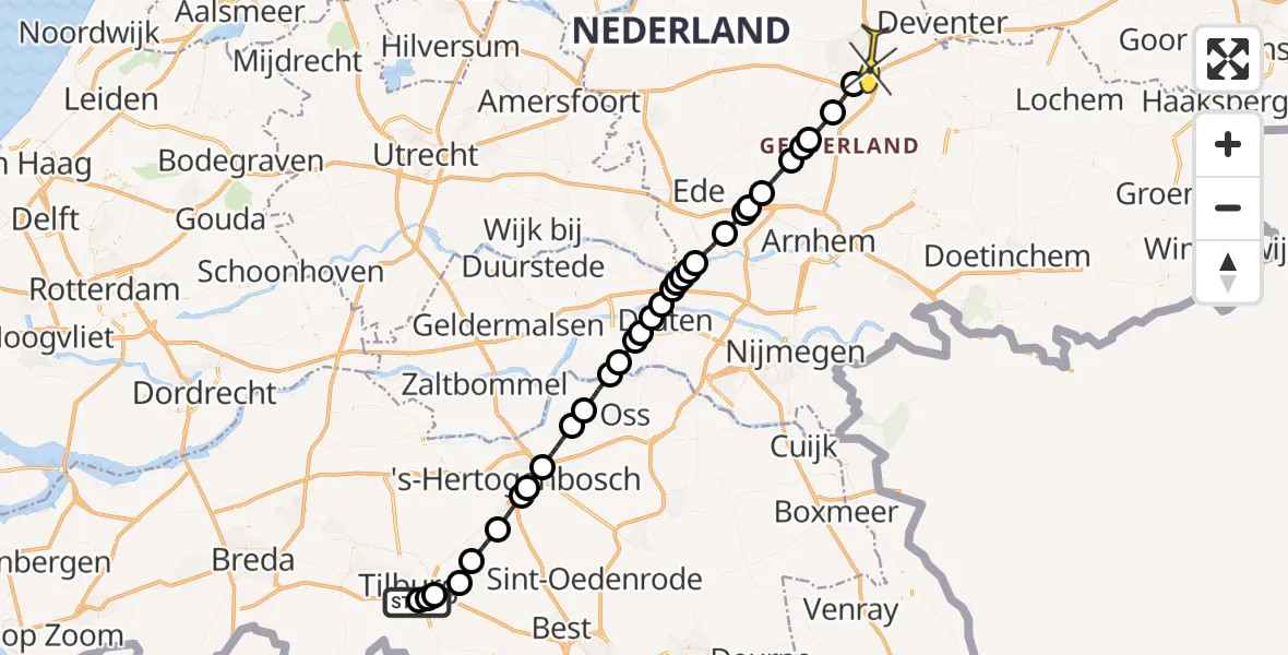 Routekaart van de vlucht: Lifeliner 3 naar Apeldoorn