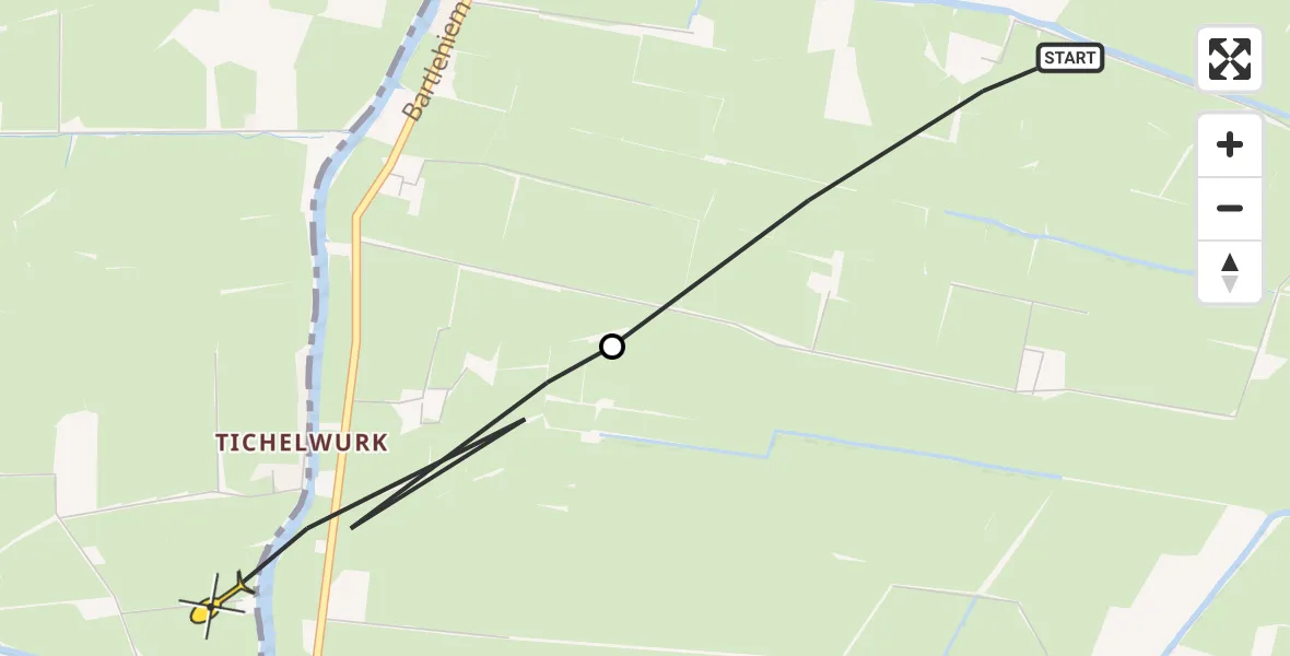 Routekaart van de vlucht: Ambulancehelikopter naar Stiens