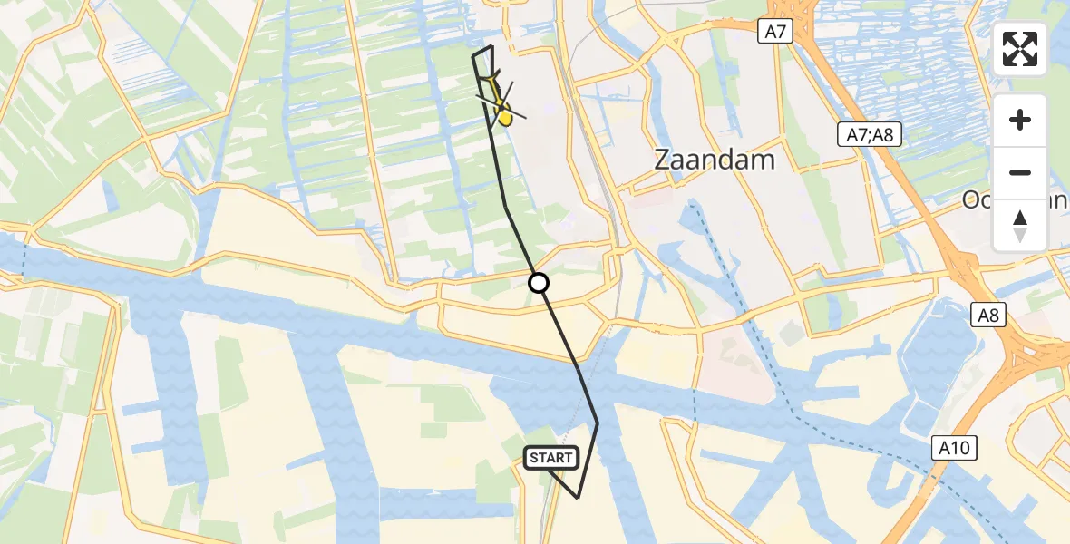 Routekaart van de vlucht: Lifeliner 1 naar Zaandam