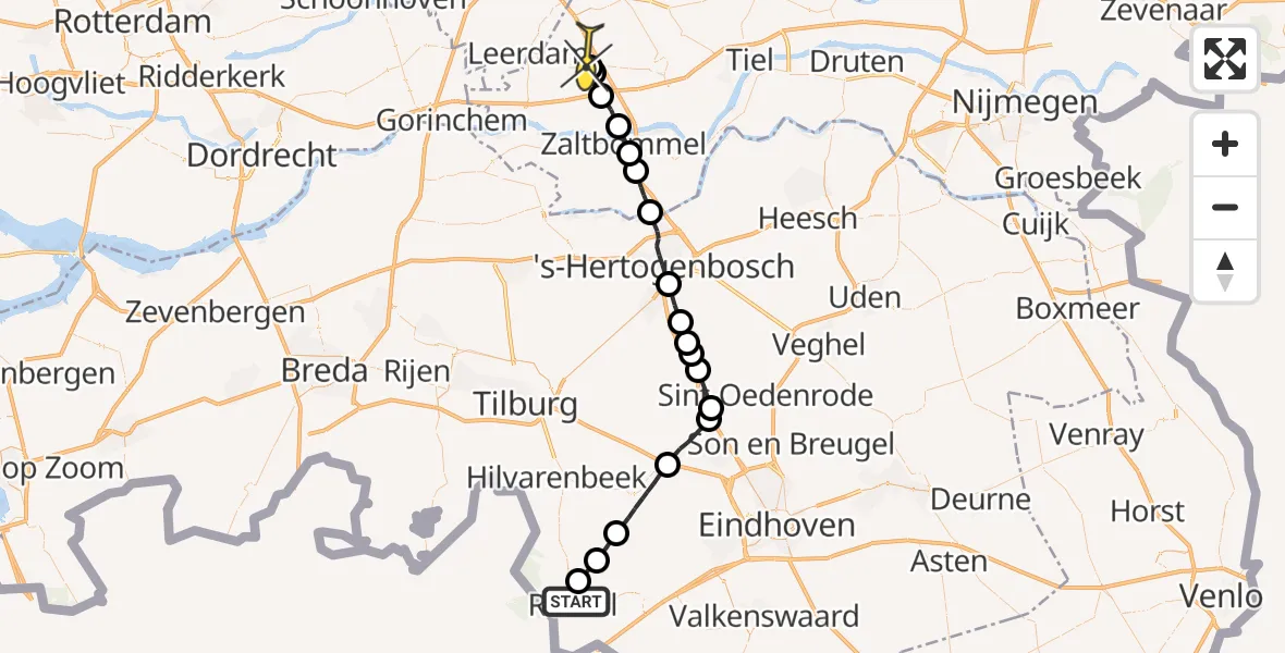 Routekaart van de vlucht: Lifeliner 3 naar Beesd