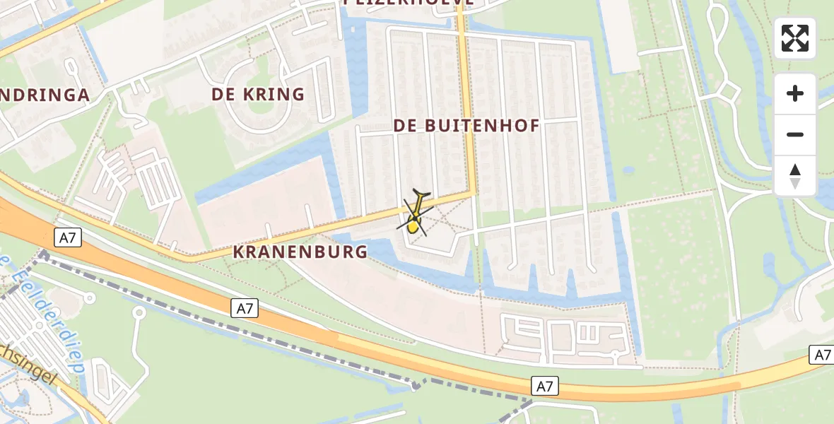 Routekaart van de vlucht: Lifeliner 4 naar Groningen