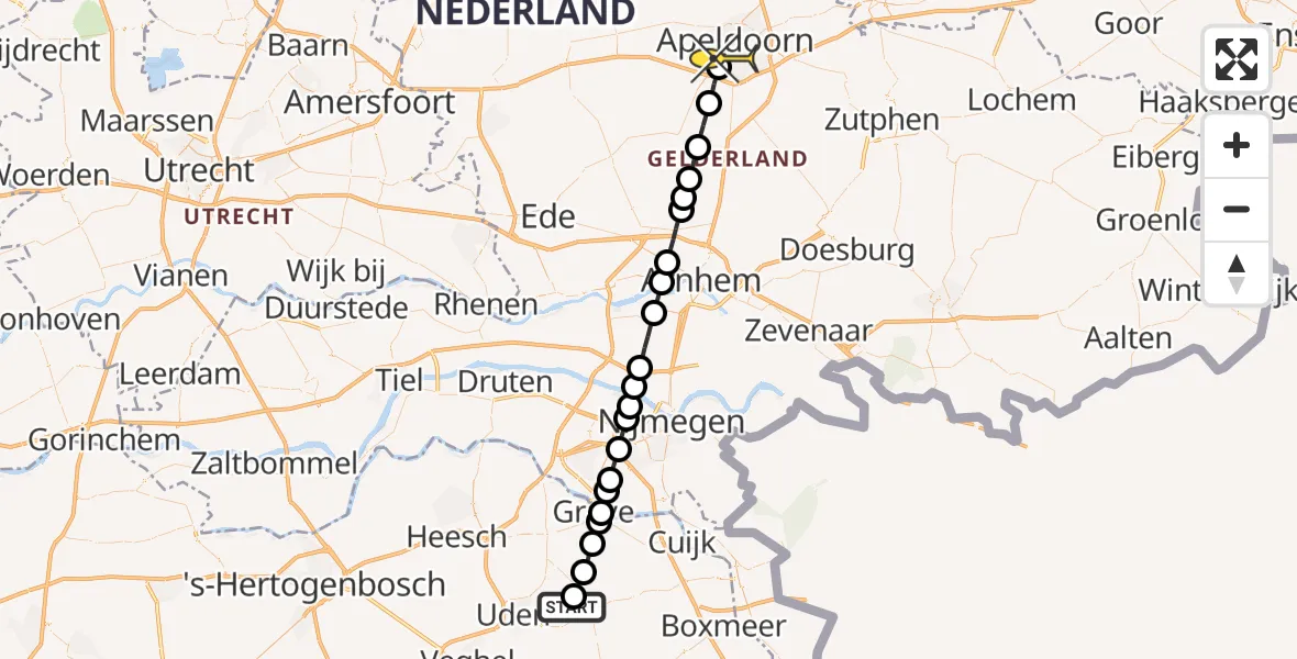 Routekaart van de vlucht: Lifeliner 3 naar Apeldoorn