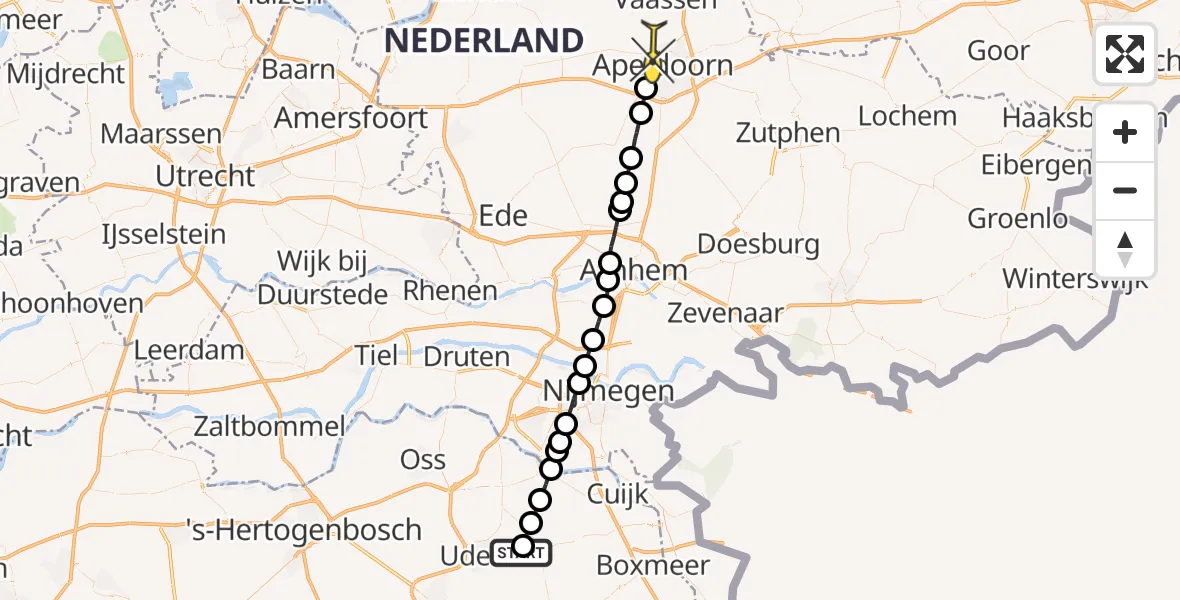 Routekaart van de vlucht: Lifeliner 3 naar Apeldoorn