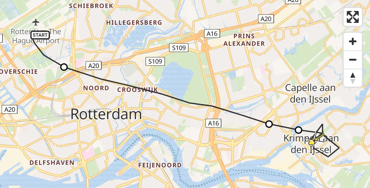 Routekaart van de vlucht: Lifeliner 2 naar Krimpen aan den IJssel