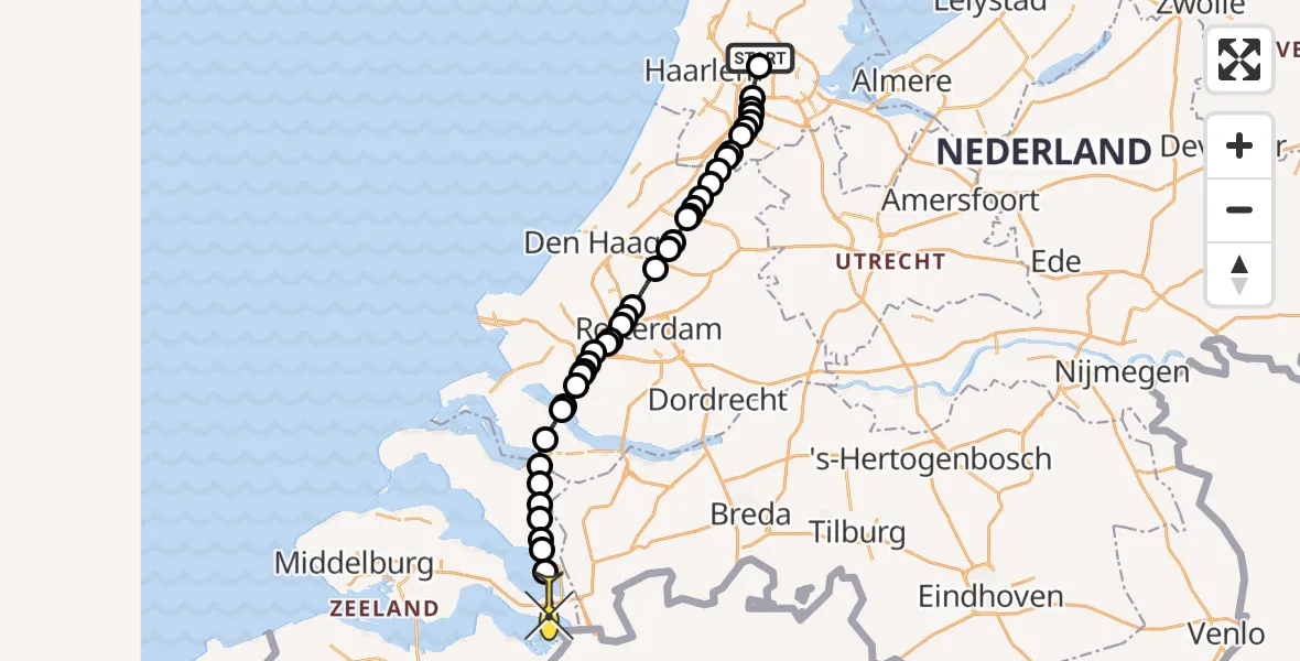 Routekaart van de vlucht: Lifeliner 1 naar Rilland