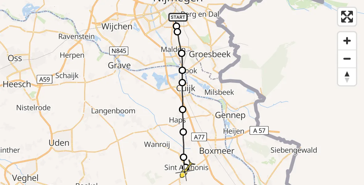 Routekaart van de vlucht: Lifeliner 3 naar Sint Anthonis