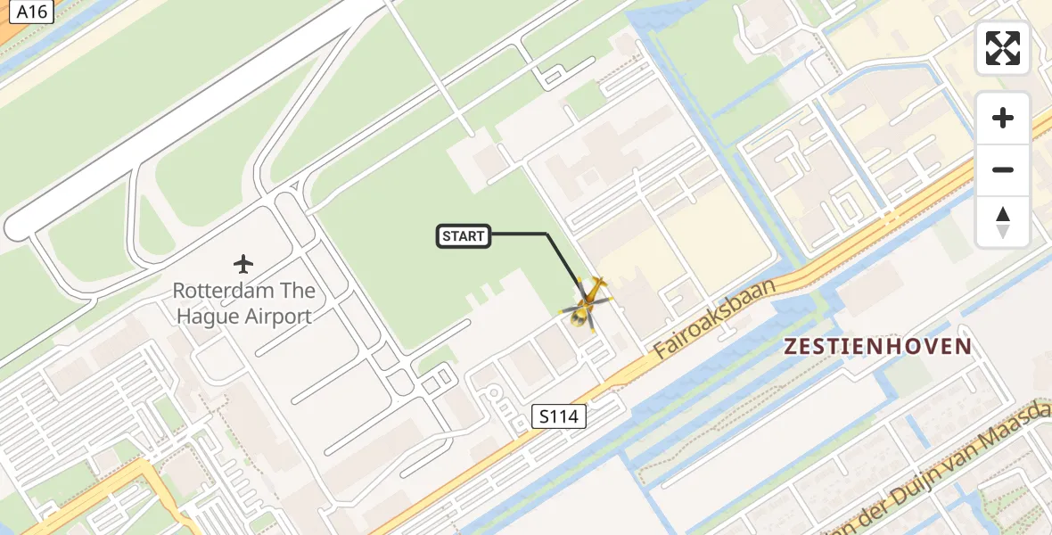 Vluchtroute Traumahelikopter Rotterdam The Hague Airport - Rotterdam The Hague Airport, 23 juli 2023, 18:39