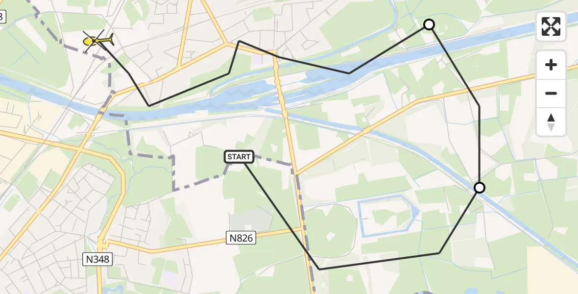 Routekaart van de vlucht: Politiehelikopter naar Eefde