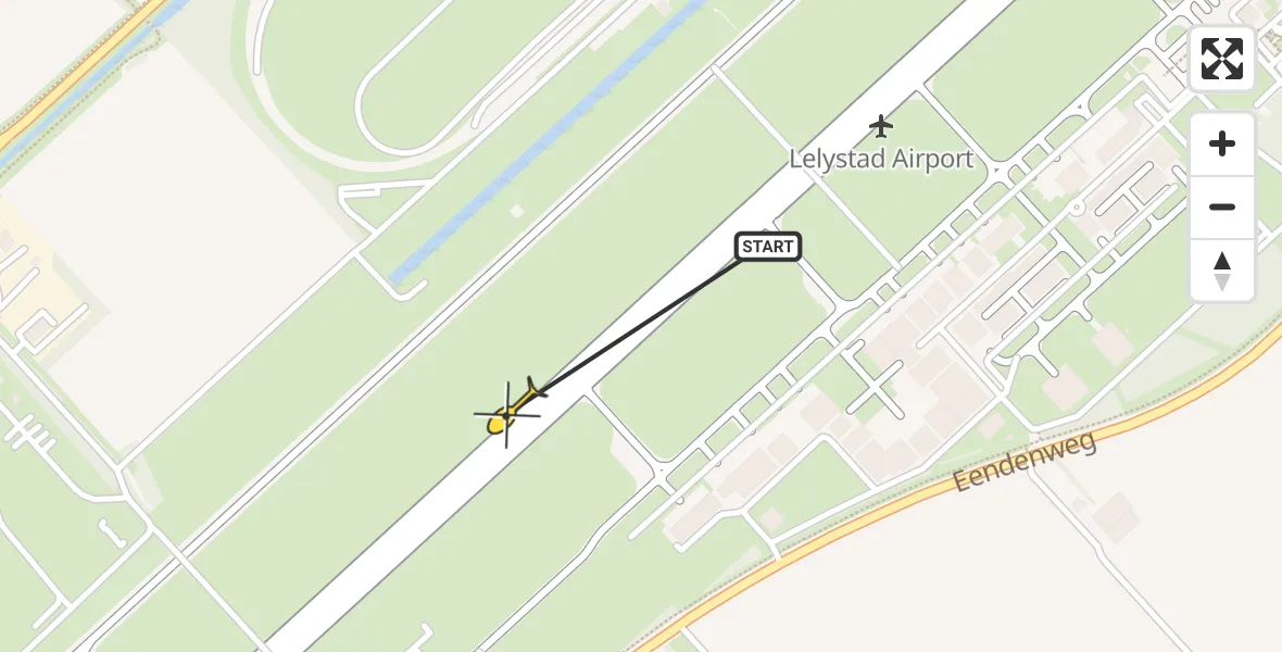 Routekaart van de vlucht: Traumahelikopter naar Lelystad Airport