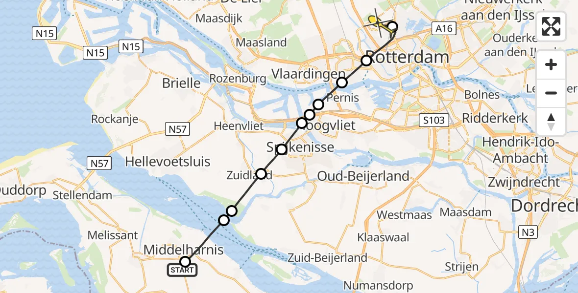 Routekaart van de vlucht: Lifeliner 2 naar Rotterdam The Hague Airport