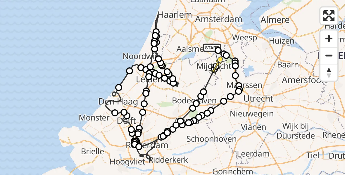 Routekaart van de vlucht: Politieheli naar Mijdrecht