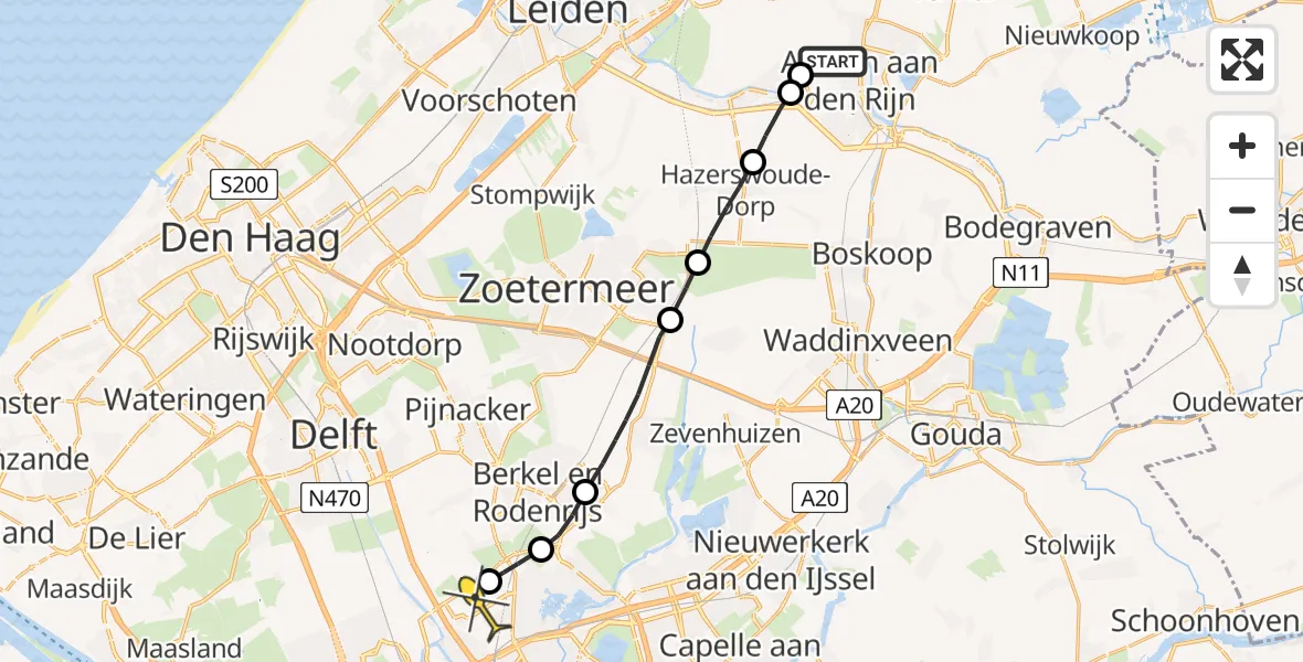 Routekaart van de vlucht: Lifeliner 2 naar Rotterdam The Hague Airport