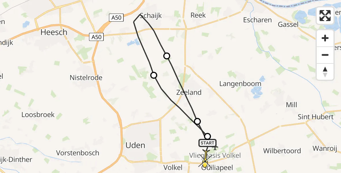 Routekaart van de vlucht: Lifeliner 3 naar Vliegbasis Volkel