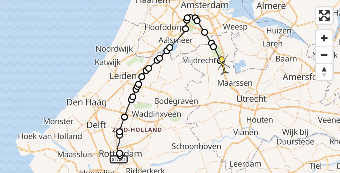 Routekaart van de vlucht: Lifeliner 1 naar Nieuwer Ter Aa