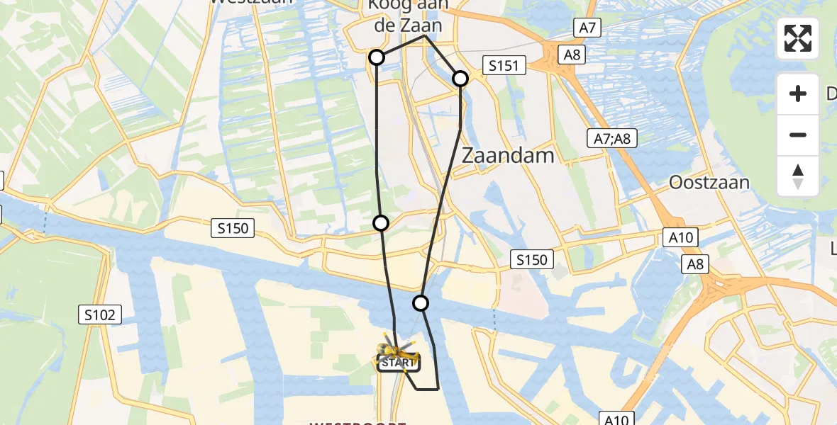 Vluchtroute Traumahelikopter Amsterdam Heliport - Amsterdam Heliport, 24 juli 2023, 22:23